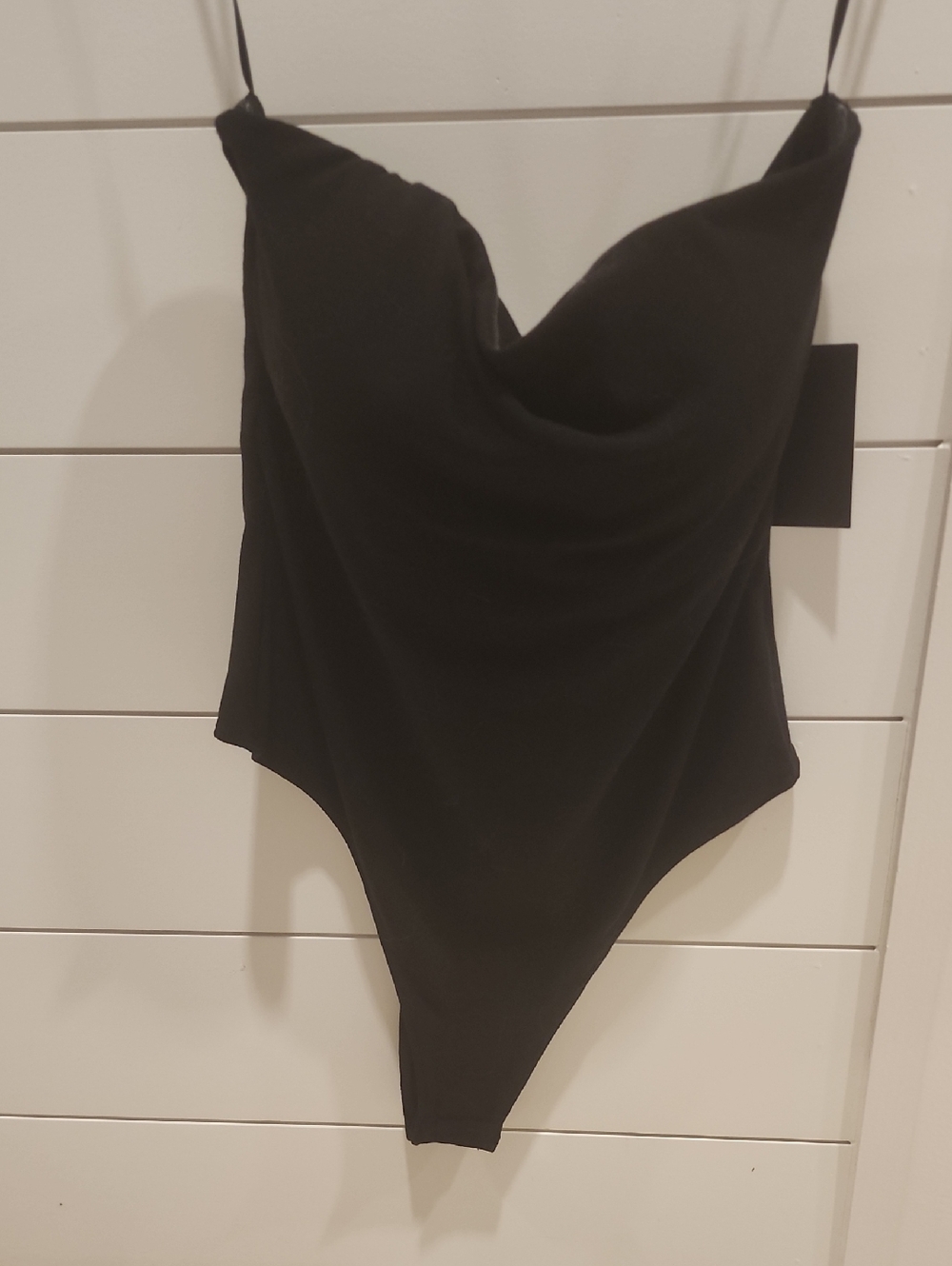 JLUXLABEL  Black Draped V-Neck Bodysuit